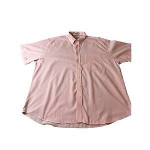Cutter & Buck Mens 2XB Big Pink Cotton Short Sleeve Button Down Shirt Check